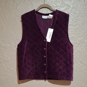NEW.Erika Women's Deep Purple Quilted Vest Size L